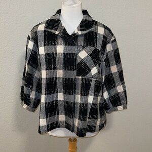 10 Crosby Derek Lam Size 2 Black & White Plaid Blazer